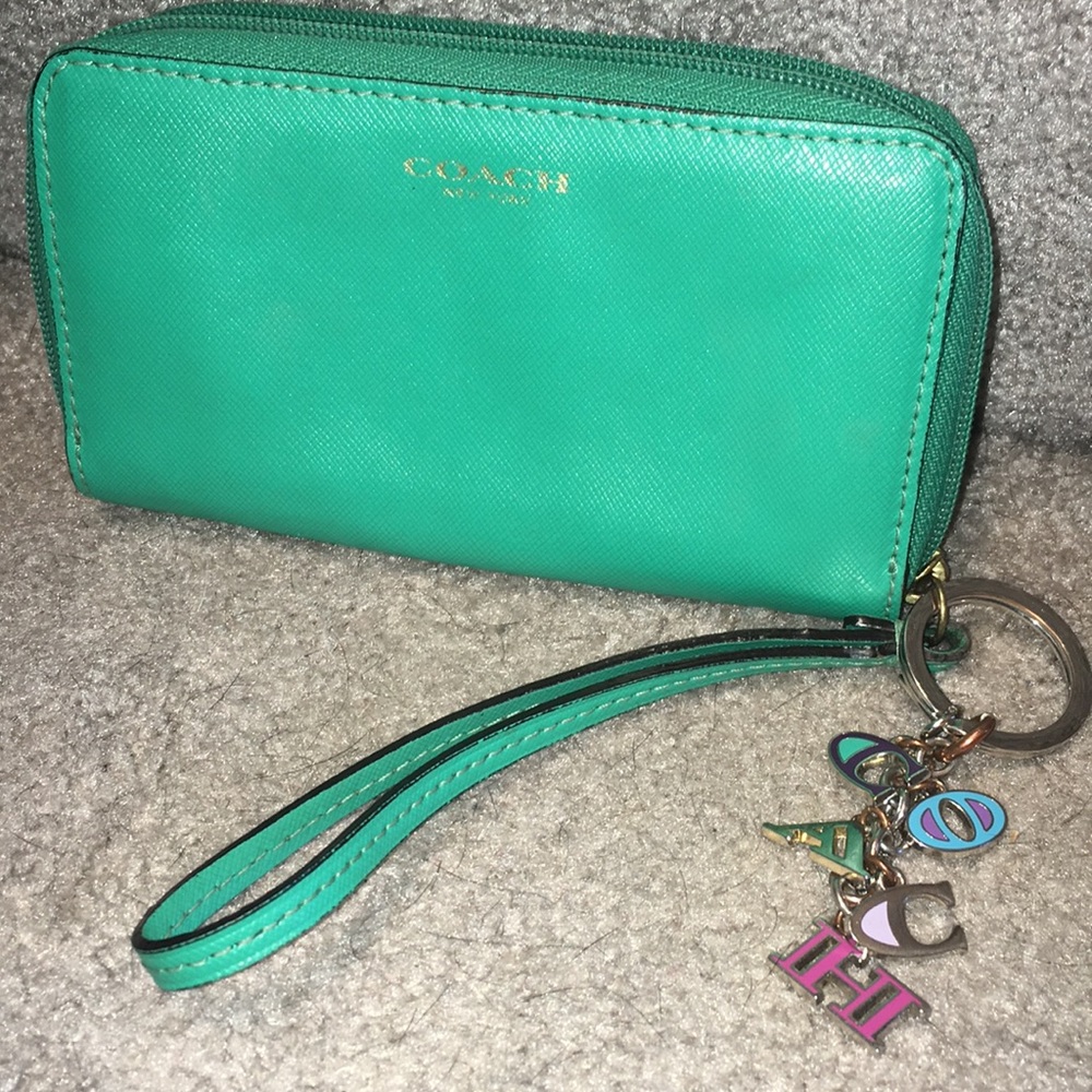 Coach Seafoam Wristlet w/charm